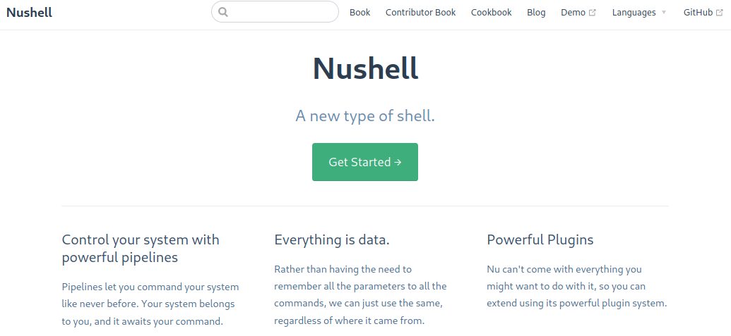 picture of the new Nushell website