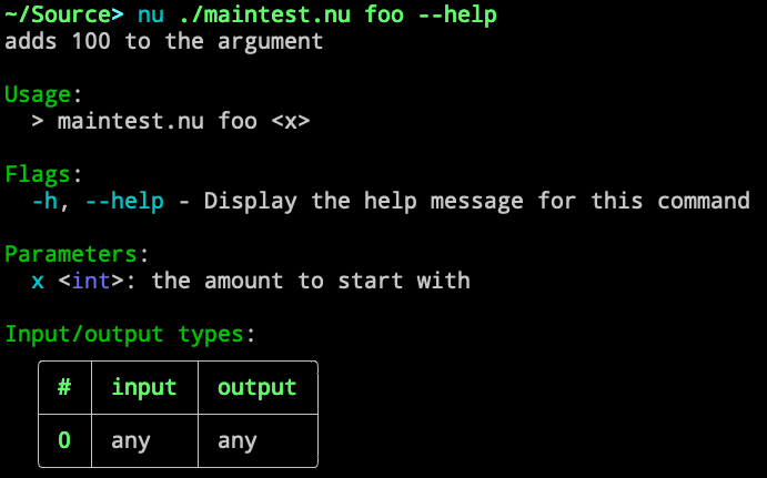 automated help generated for the script subcommand